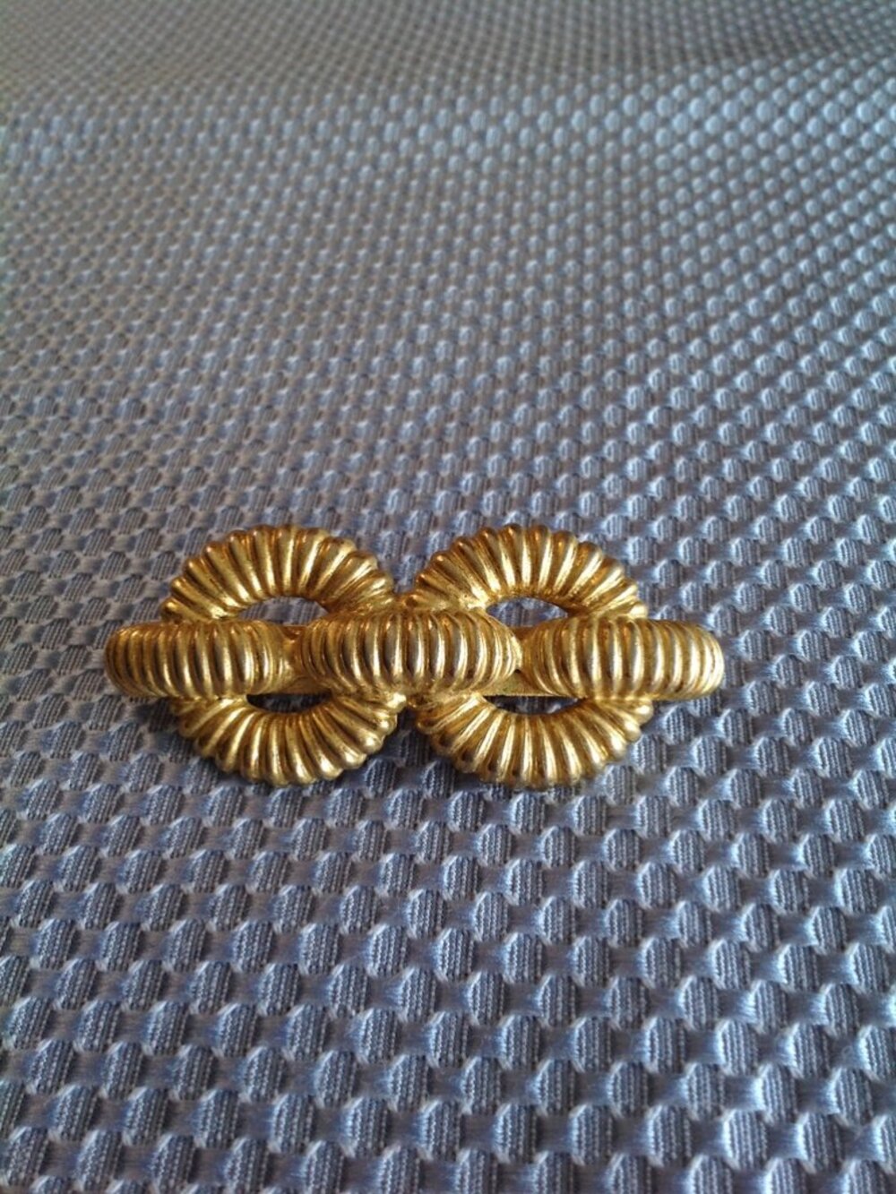 Vintage Gold Tone Metal Rope Double Loop Barrette France